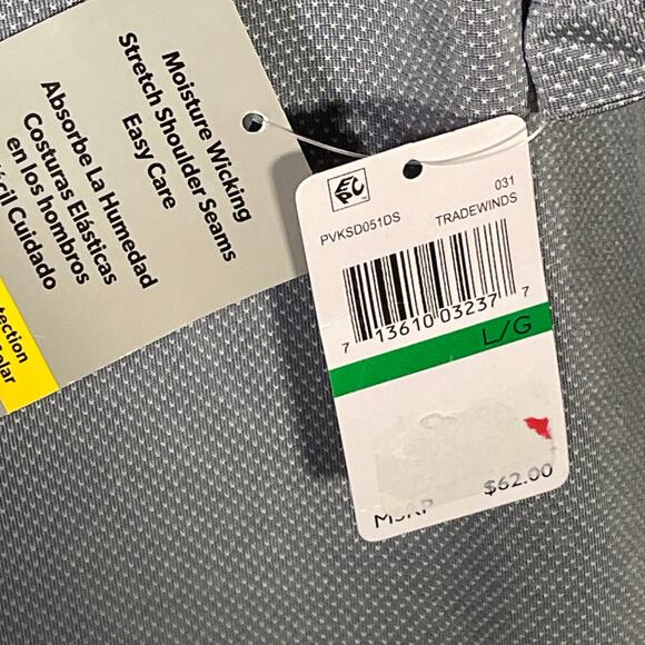 PGA Tour Men's Birdseye Textured Performance Polo Shirt Tradewinds Large - Picture 8 of 8